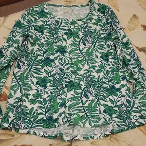 Lilly Pulitzer Etta Scoop Neck Fiddle Leaf Green Top